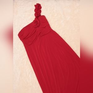 5/$25 Sweet Storm Red Maxi One shoulder Flower Dress M